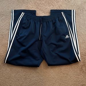 Men’s NAVY adidas Classic Three Stripe Polyester Pants Size Large
